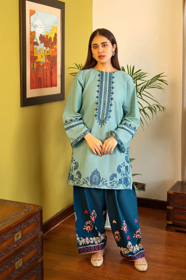 2 Piece - Unstitched Fully Embroidered Dhanak Fabric