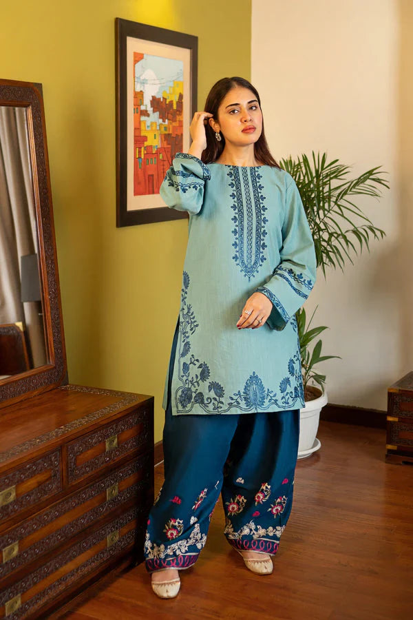 2 Piece - Unstitched Fully Embroidered Dhanak Fabric