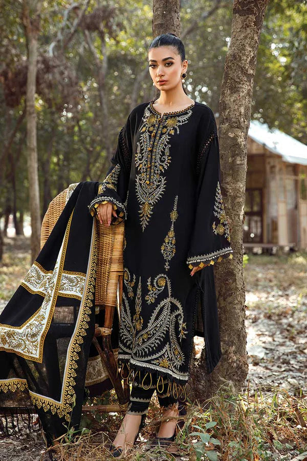 3 Piece - Unstitched Fully Embroided Dhanak Fabric With Wool shawl
