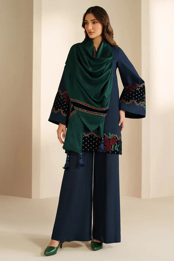 3 Piece - Unstitched Fully Embroidered Dhanak Fabric