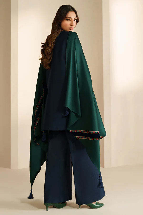 3 Piece - Unstitched Fully Embroidered Dhanak Fabric