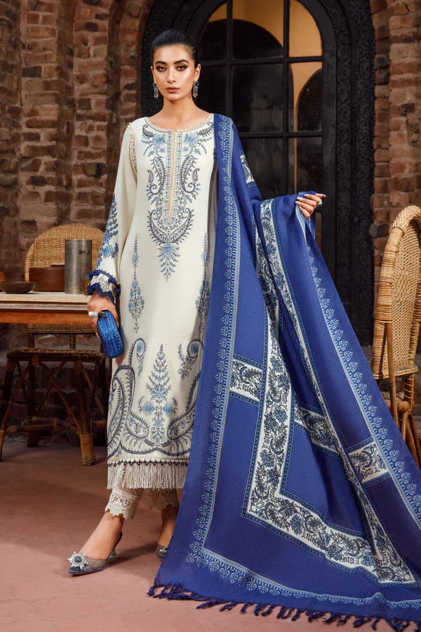 3 Piece - Unstitched Fully Embroided Dhanak Fabric With Wool Shawl